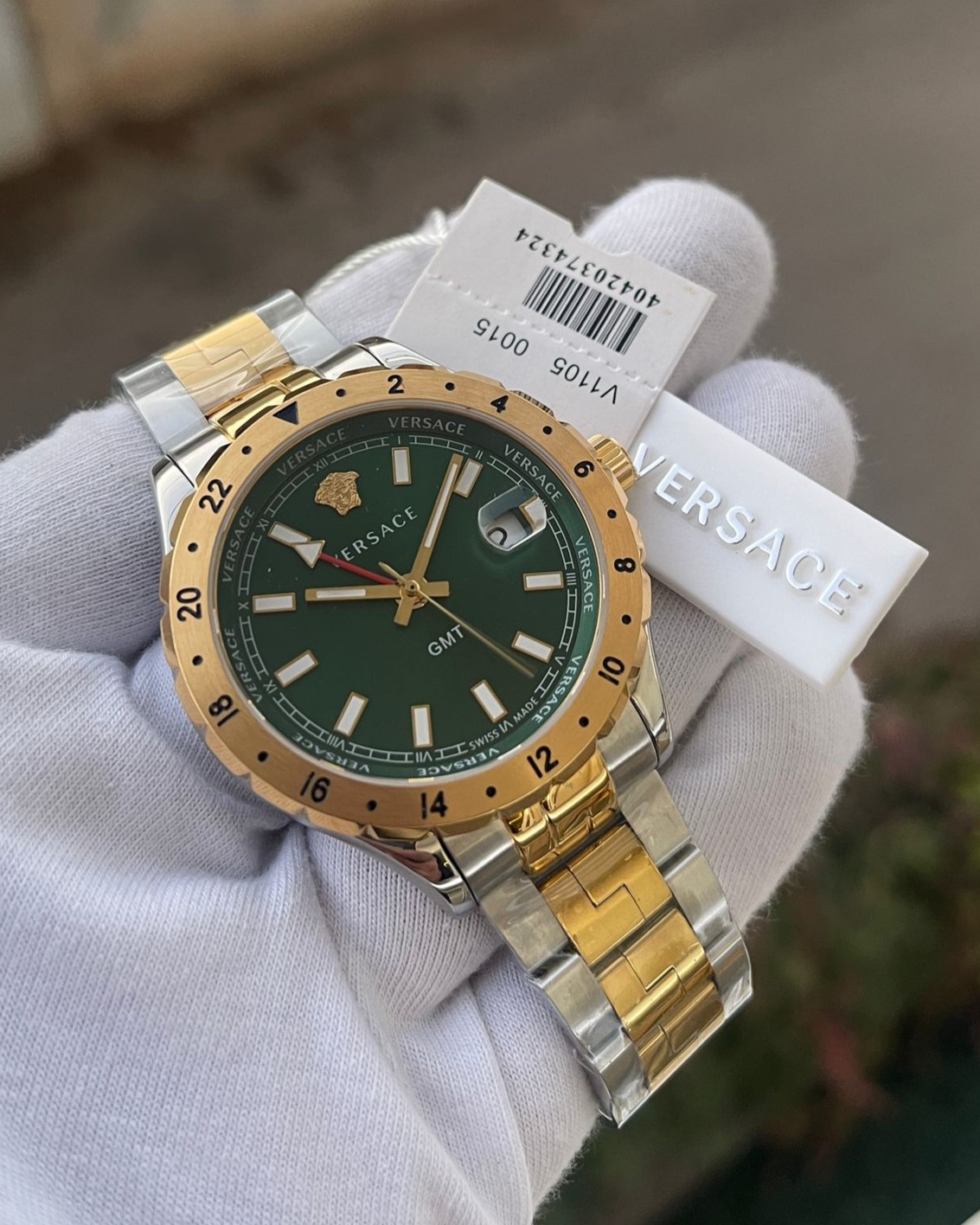 Versace V1105 Çift Renk Yeşil Erkek Kol Saati L-1576